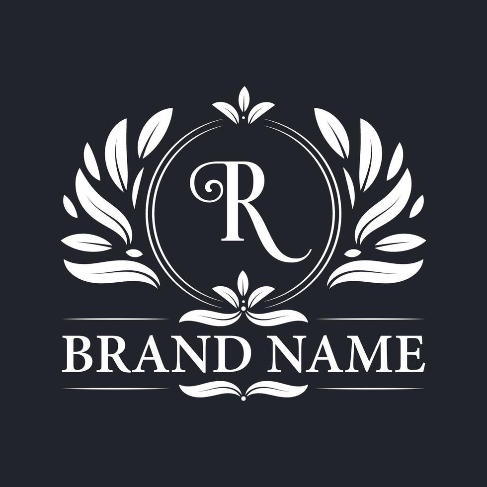 Alphabet R luxurious logo design template. vector