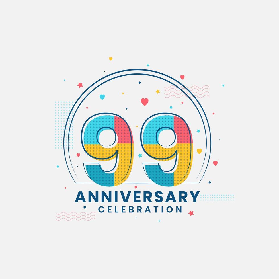99 Anniversary celebration, Modern 99th Anniversary design vector
