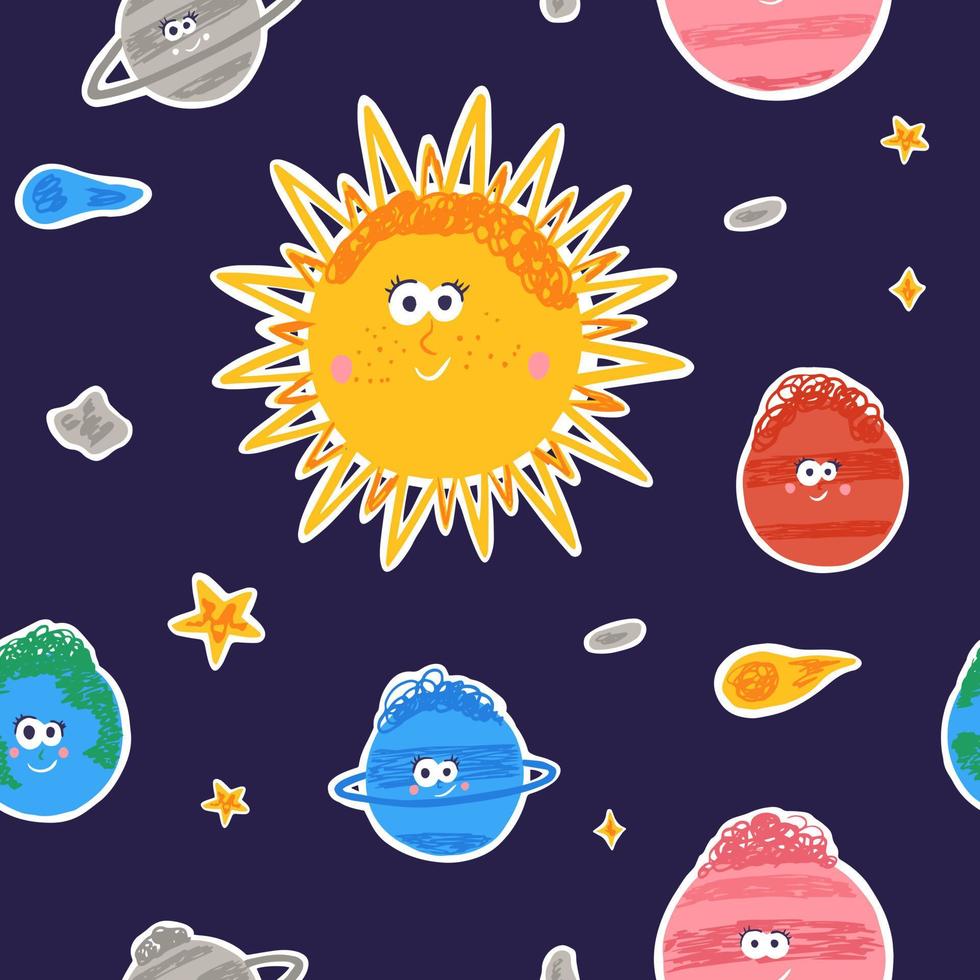 Solar system seamless  pattern vector