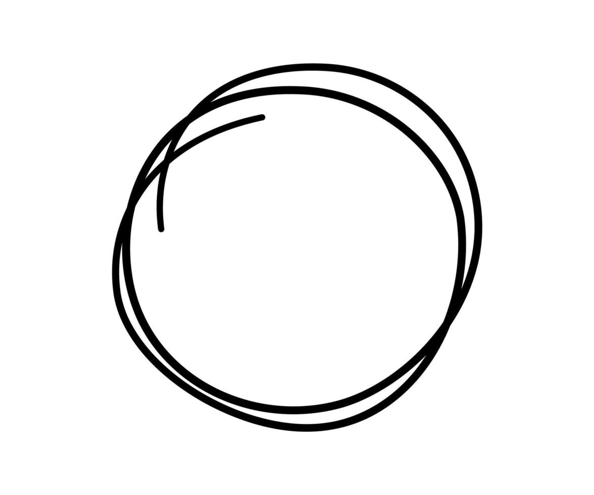 círculo de garabatos dibujado a mano. bosquejo del garabato subrayado. resalte el marco del círculo. ovalado en estilo garabato. ilustración vectorial aislado sobre fondo blanco. vector