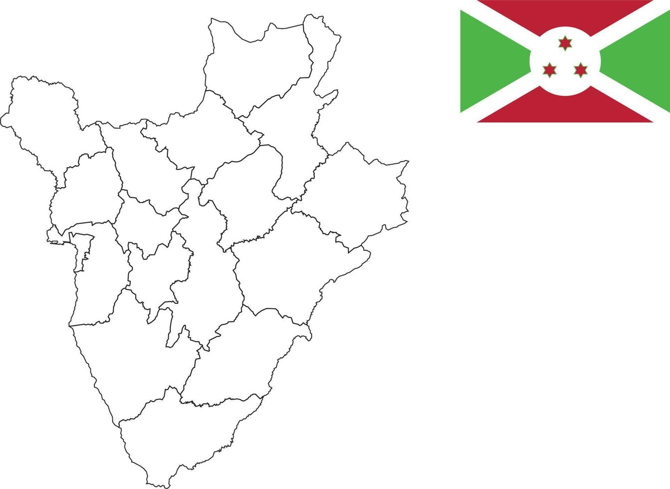 map and flag of Burundi vector