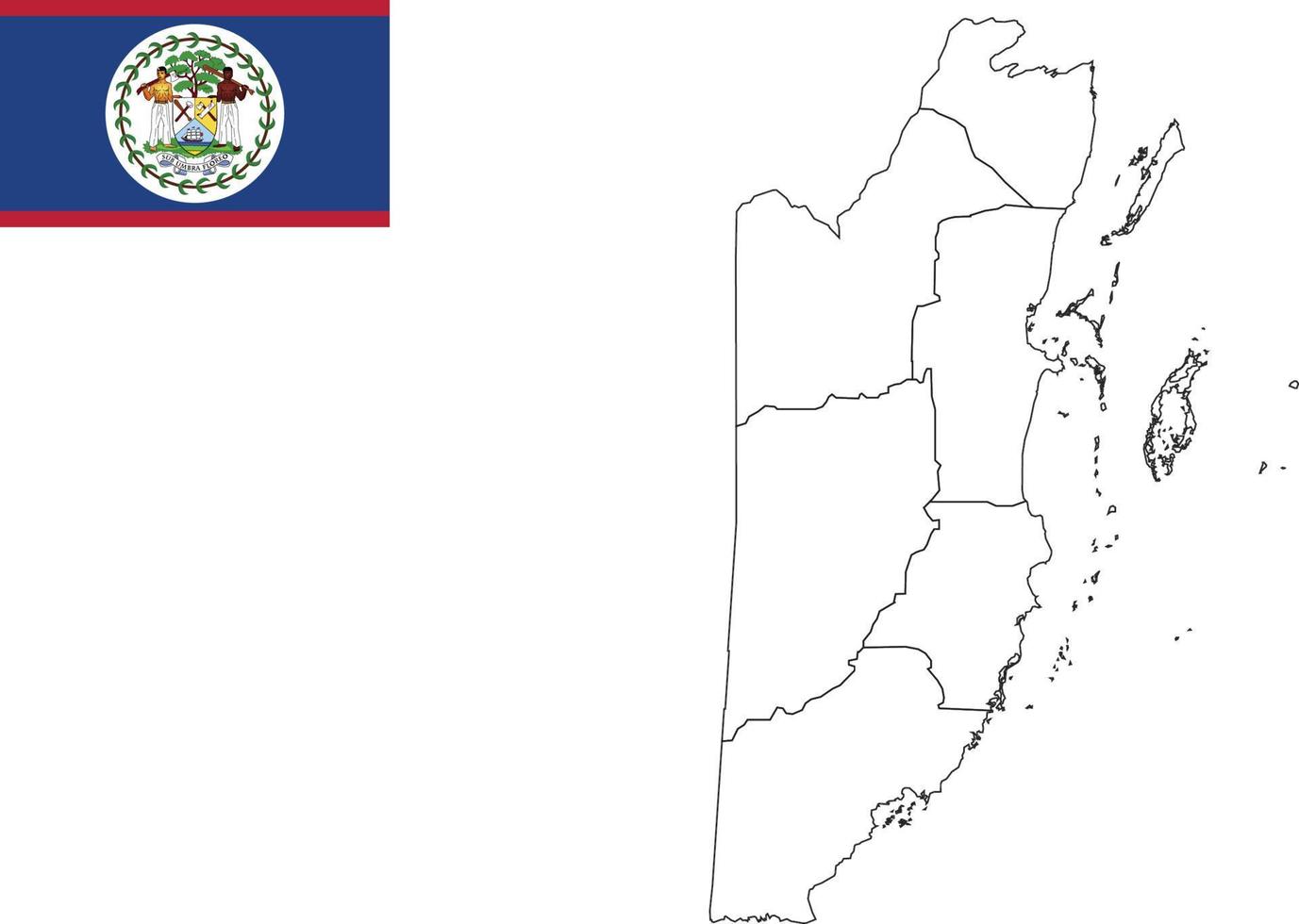 map and flag of Belize vector