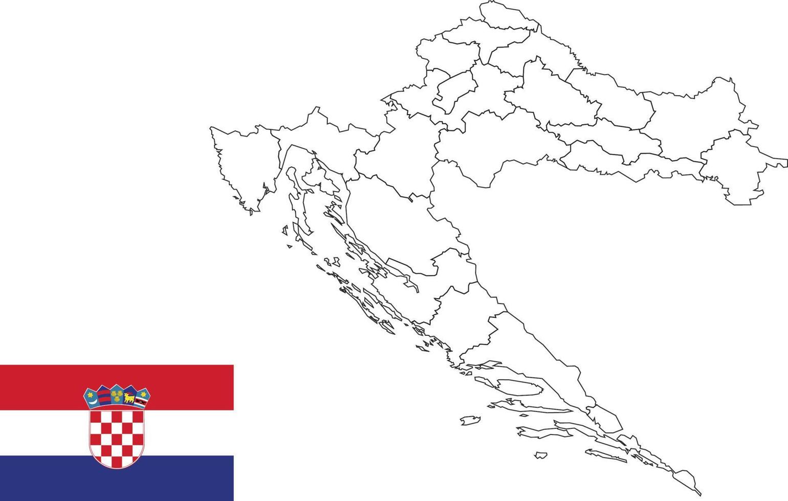 mapa y bandera de croacia vector