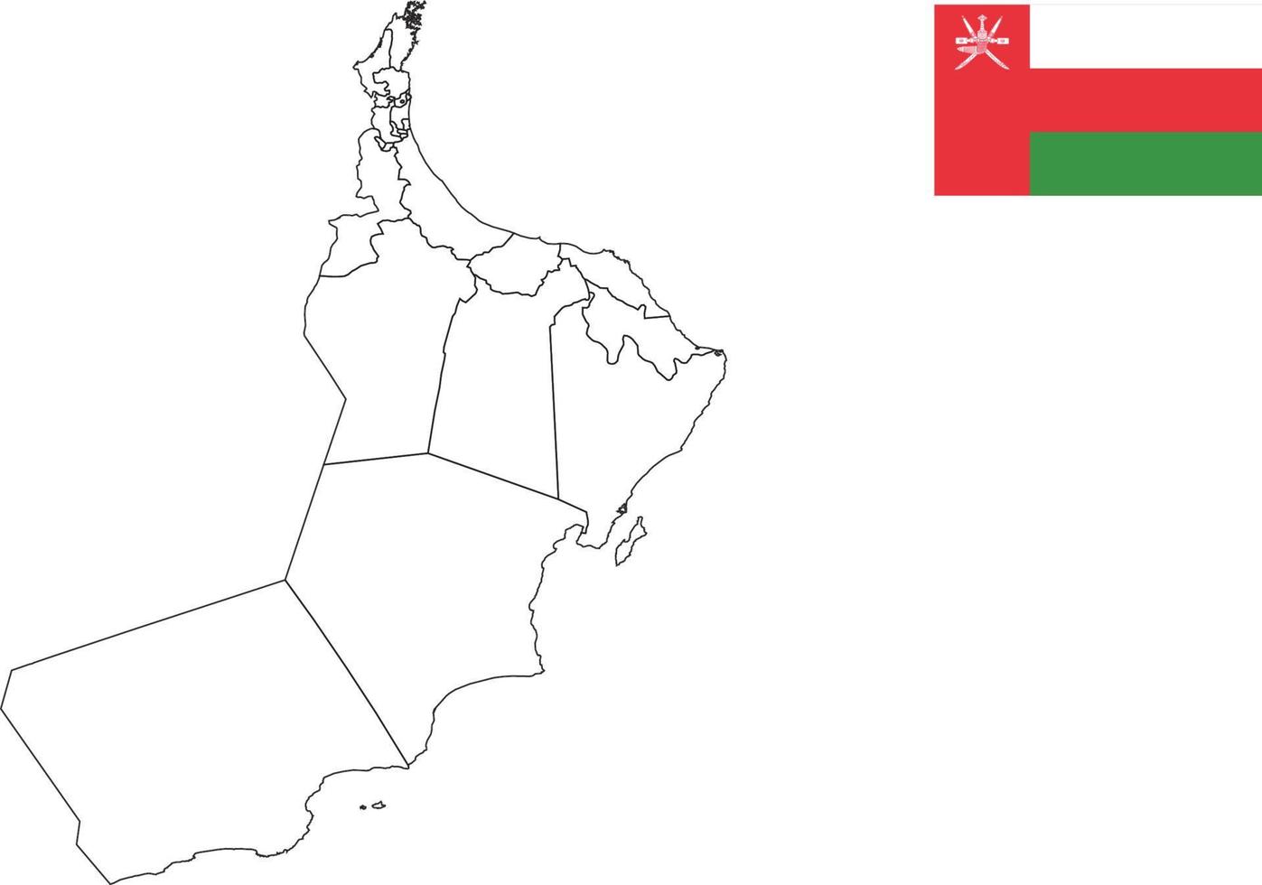 mapa y bandera de oman vector