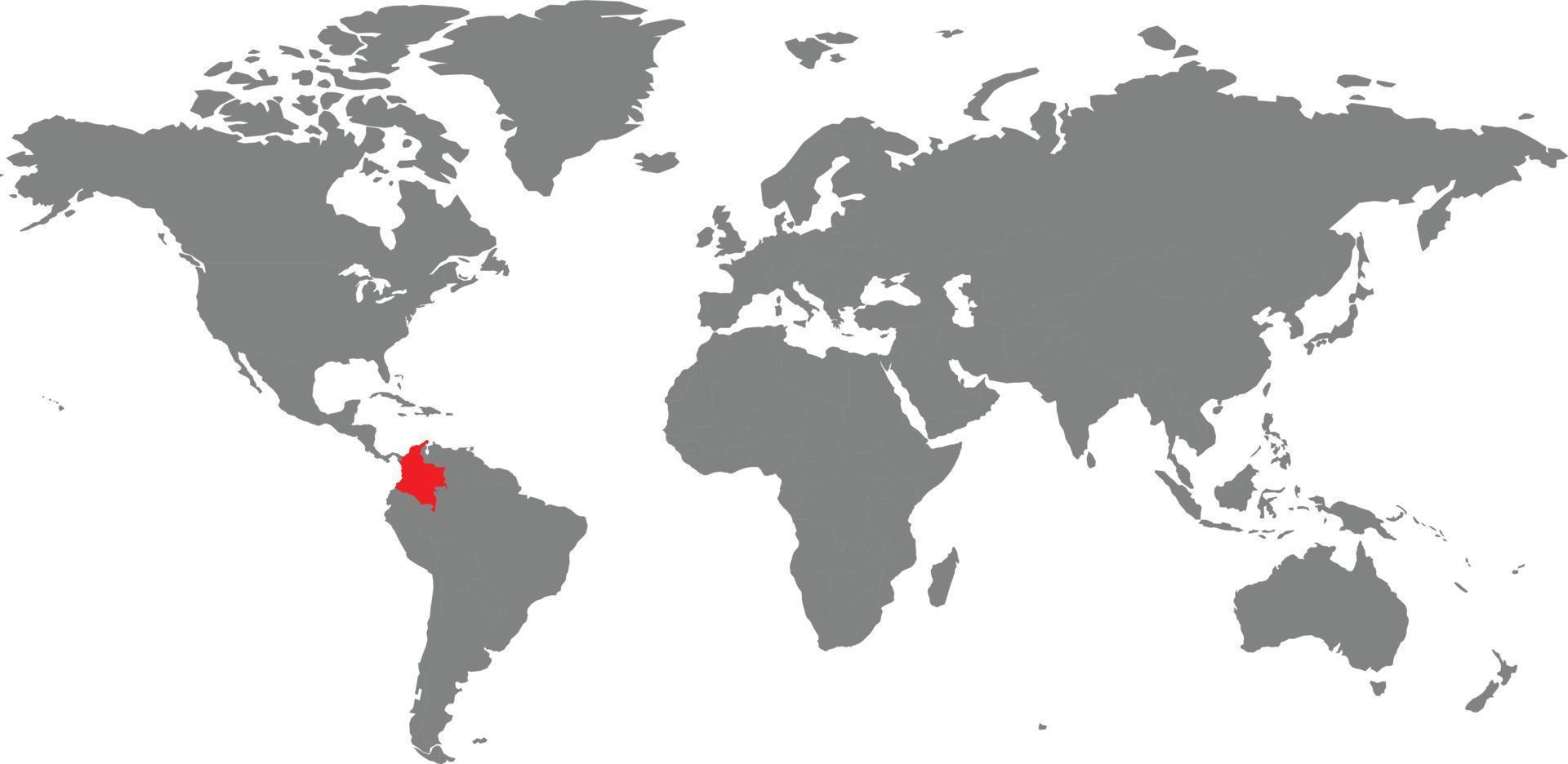 Colombi map on the world map vector
