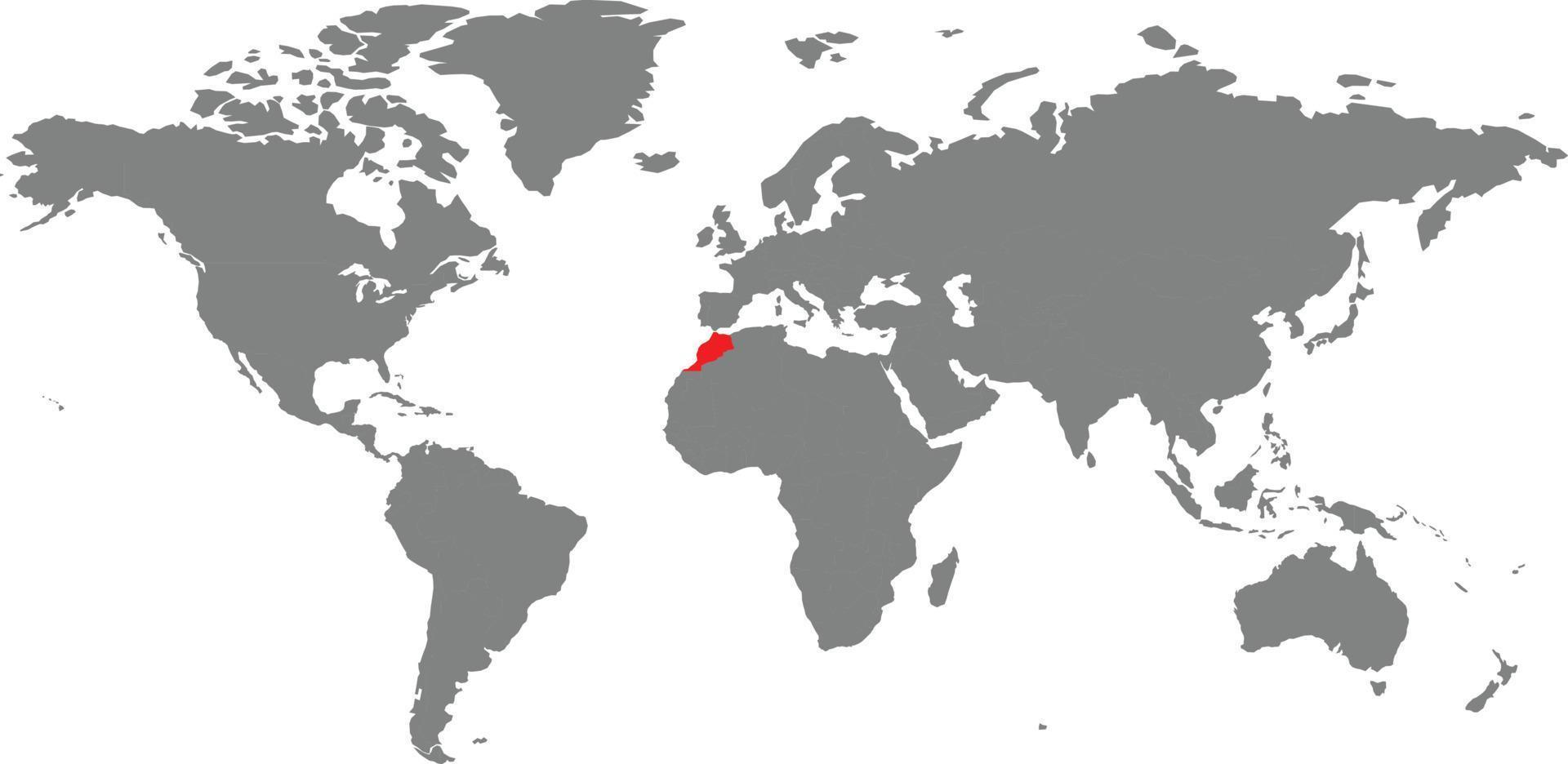mapa de marruecos en el mapa mundial vector