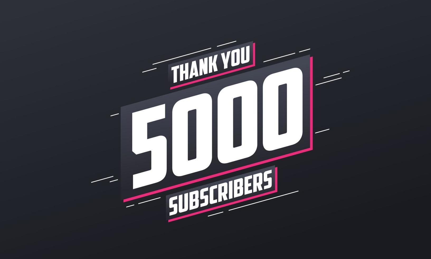 gracias 5000 suscriptores celebración de 5k suscriptores. vector