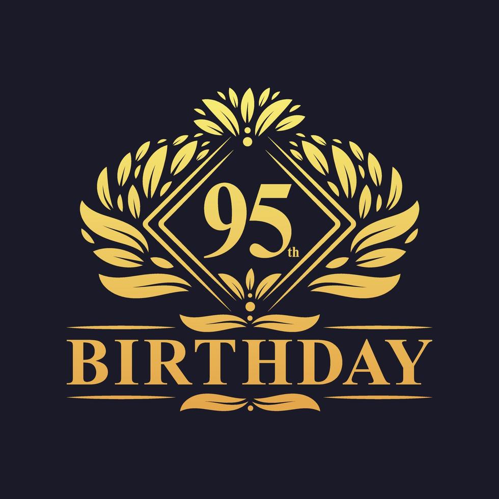 95 years Birthday Logo, Luxury Golden 95th Birthday Celebration. vector