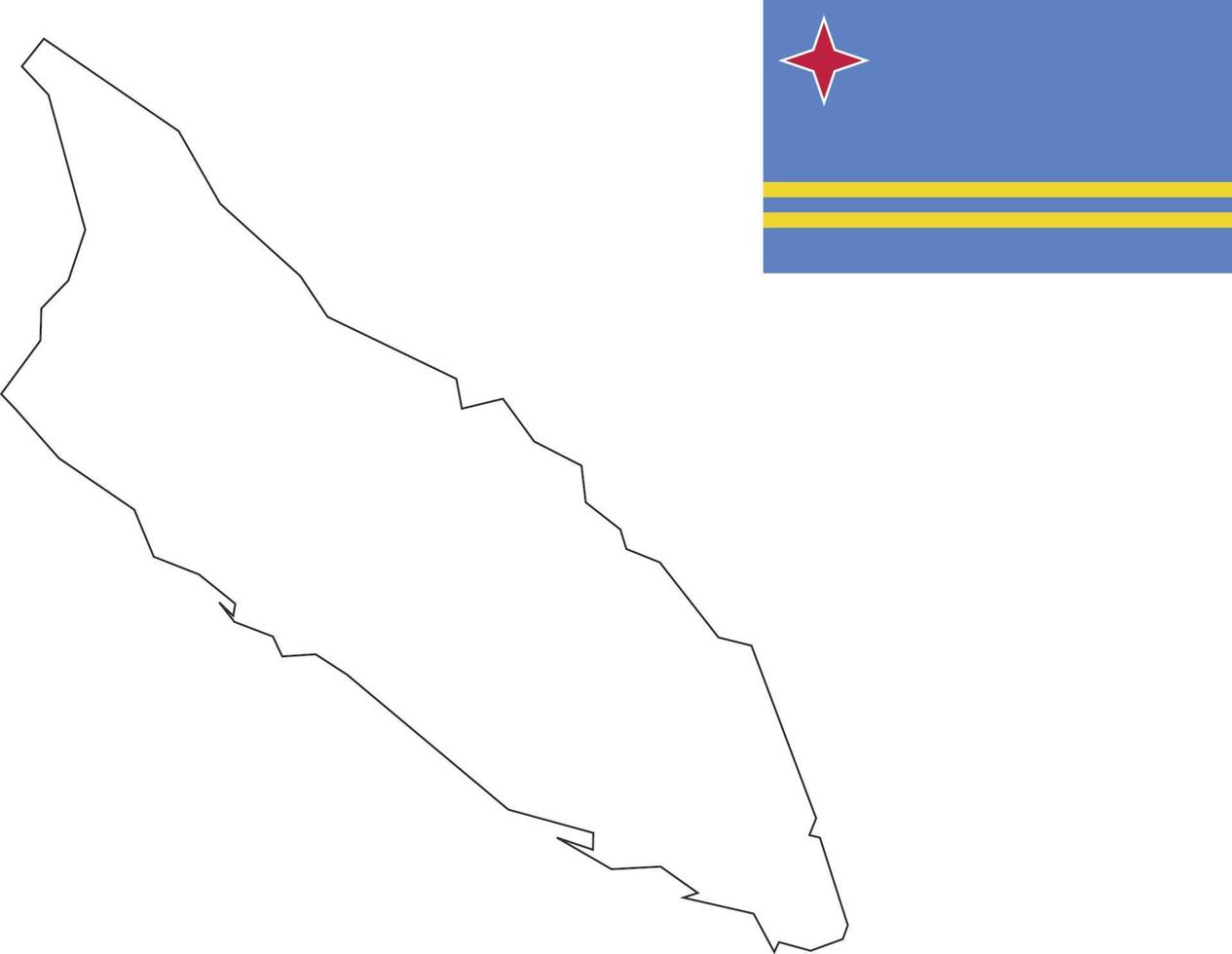 mapa y bandera de aruba vector