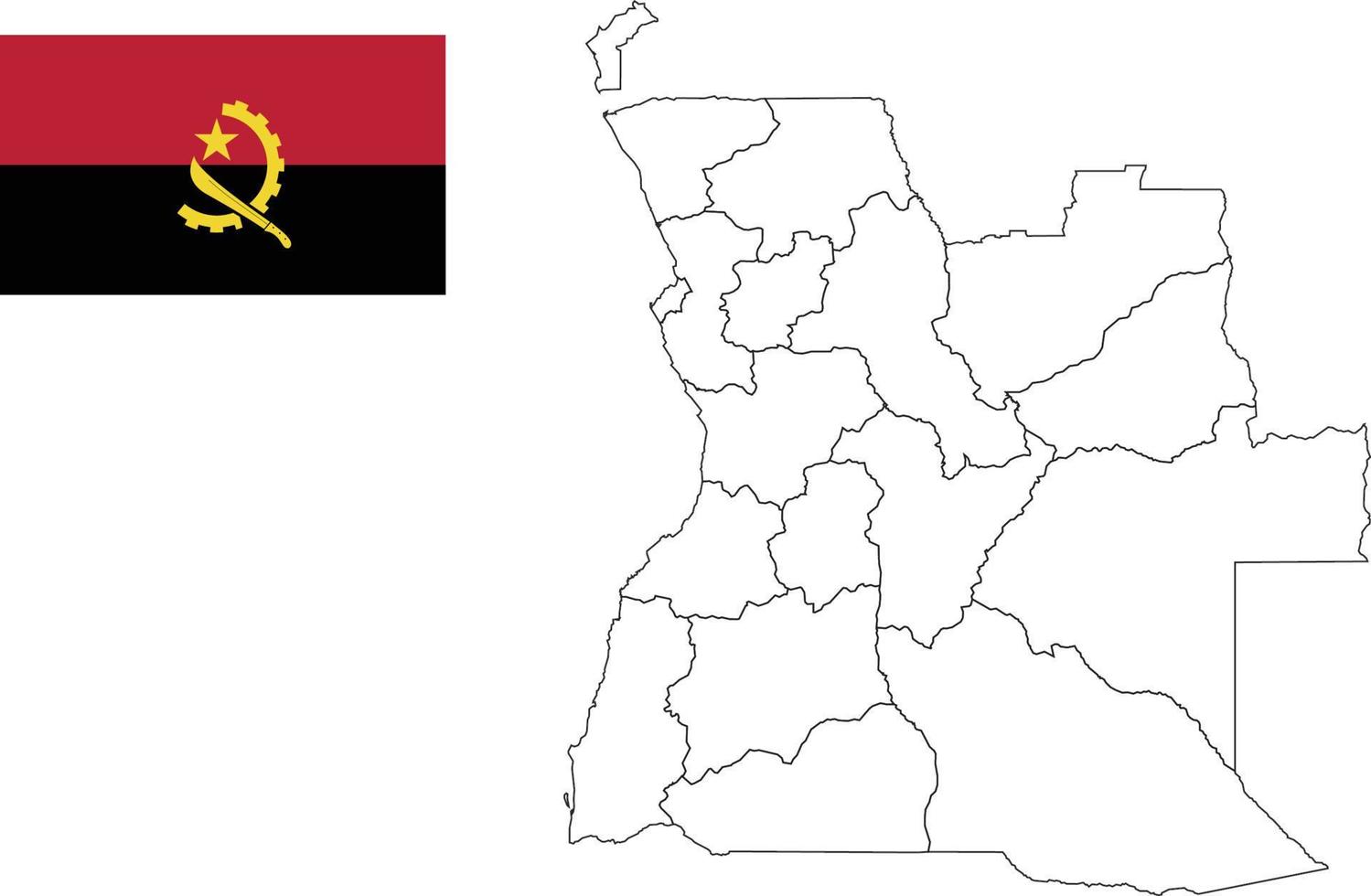 mapa y bandera de angola vector