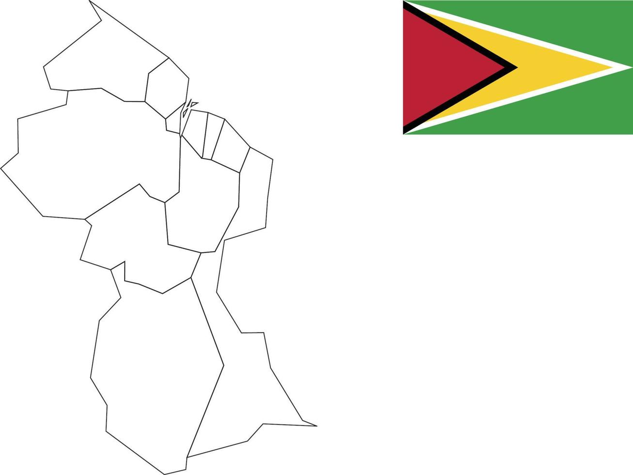 mapa y bandera de guyana vector