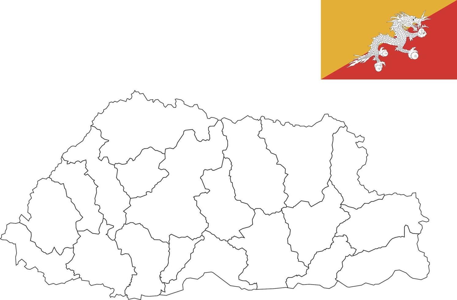 map and flag of Bhutan vector