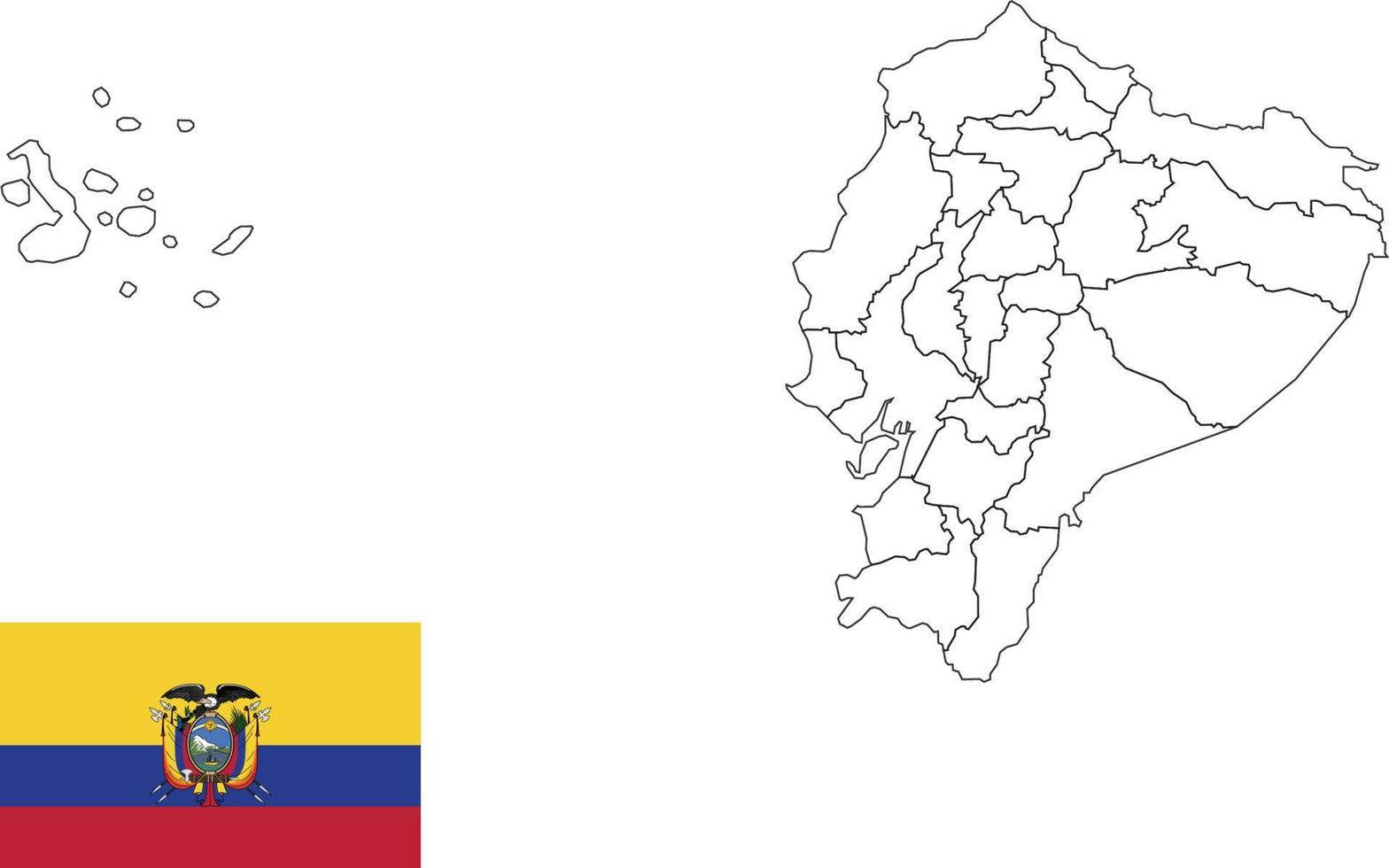 map and flag of Ecuador vector