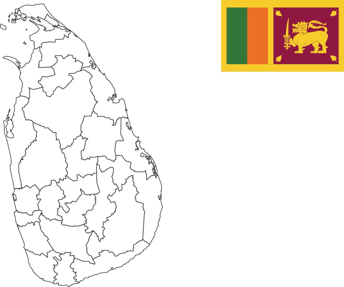 mapa y bandera de sri lanka vector