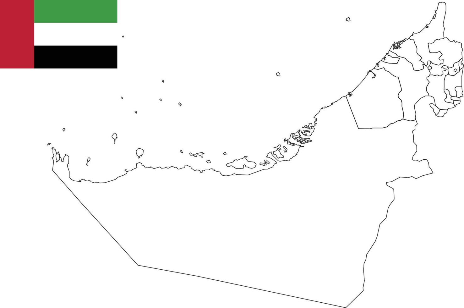 map and flag of United Arab Emirates vector