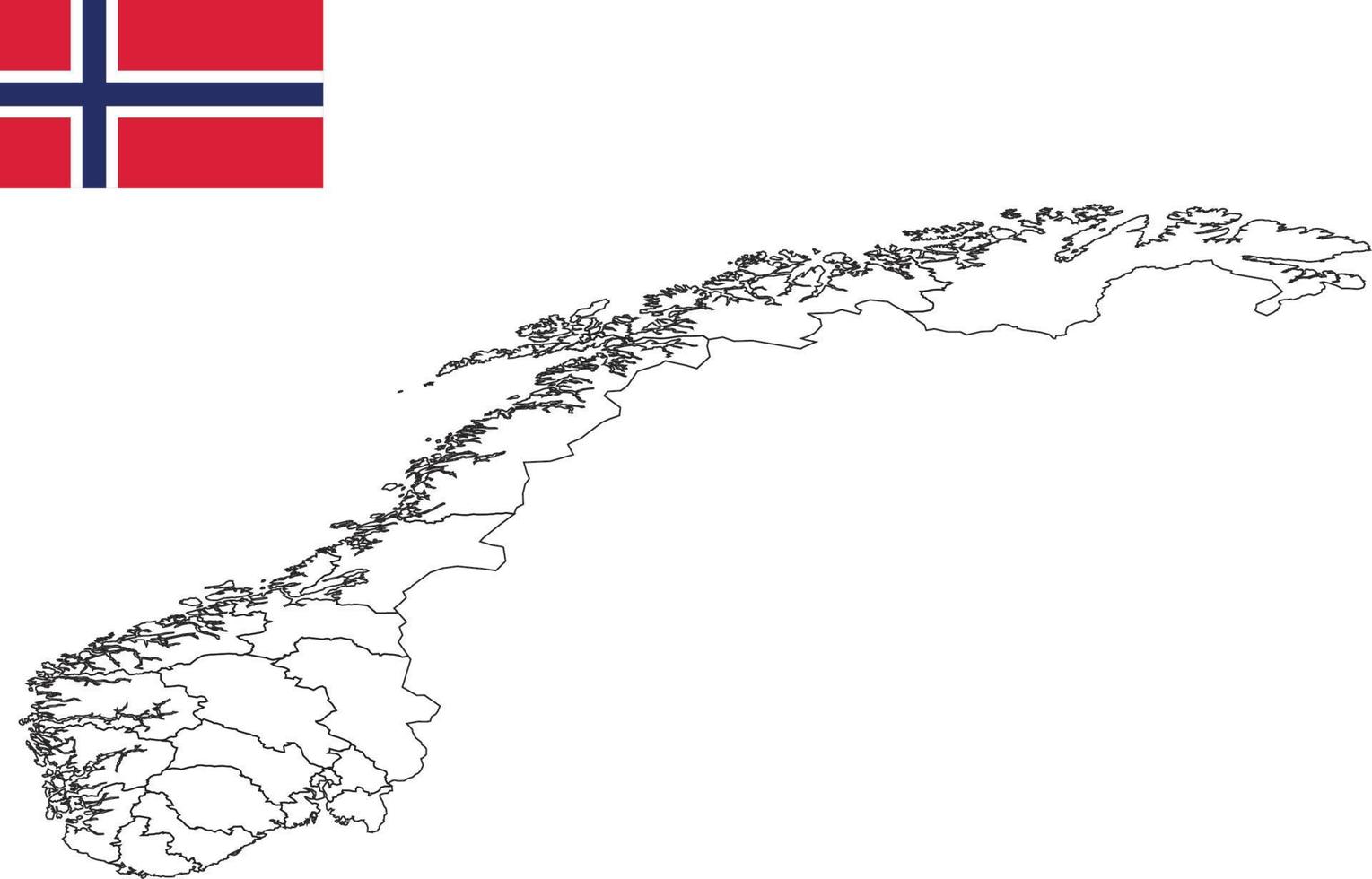 map and flag of Norway vector