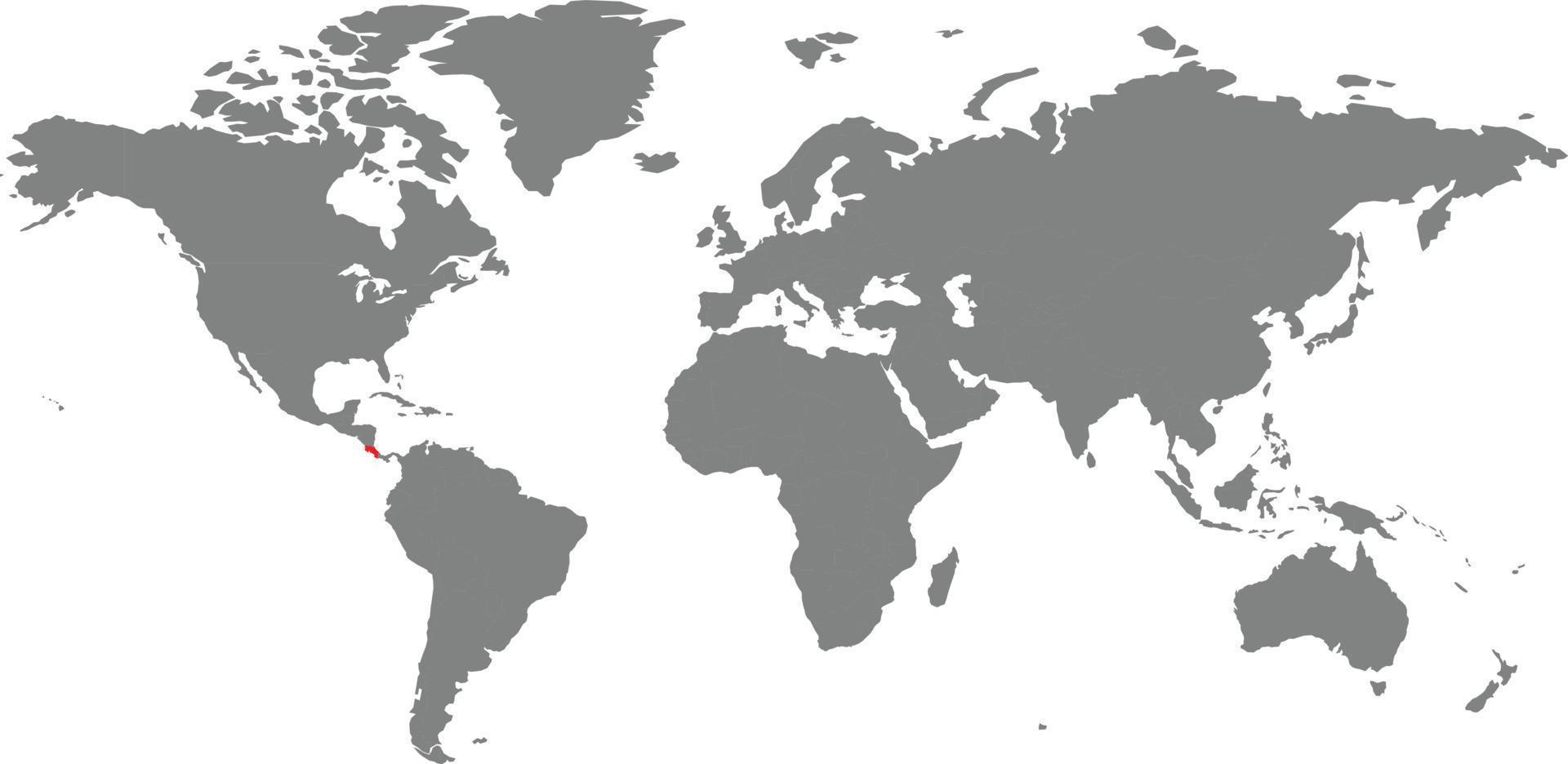 mapa de costa rica en el mapa mundial vector