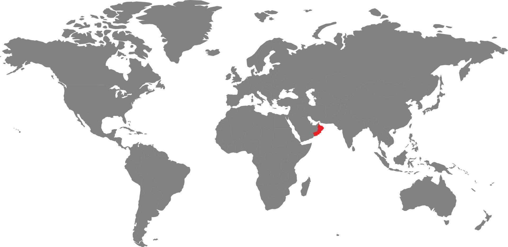 mapa de omán en el mapa mundial vector