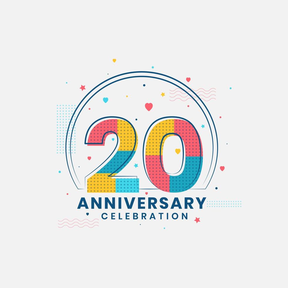 celebración del 20 aniversario, diseño moderno del 20 aniversario vector