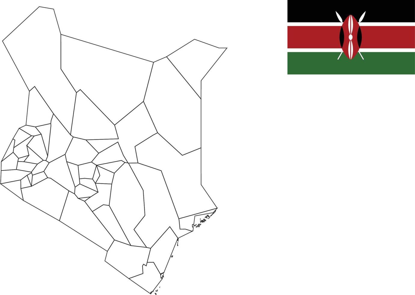 mapa y bandera de kenia vector