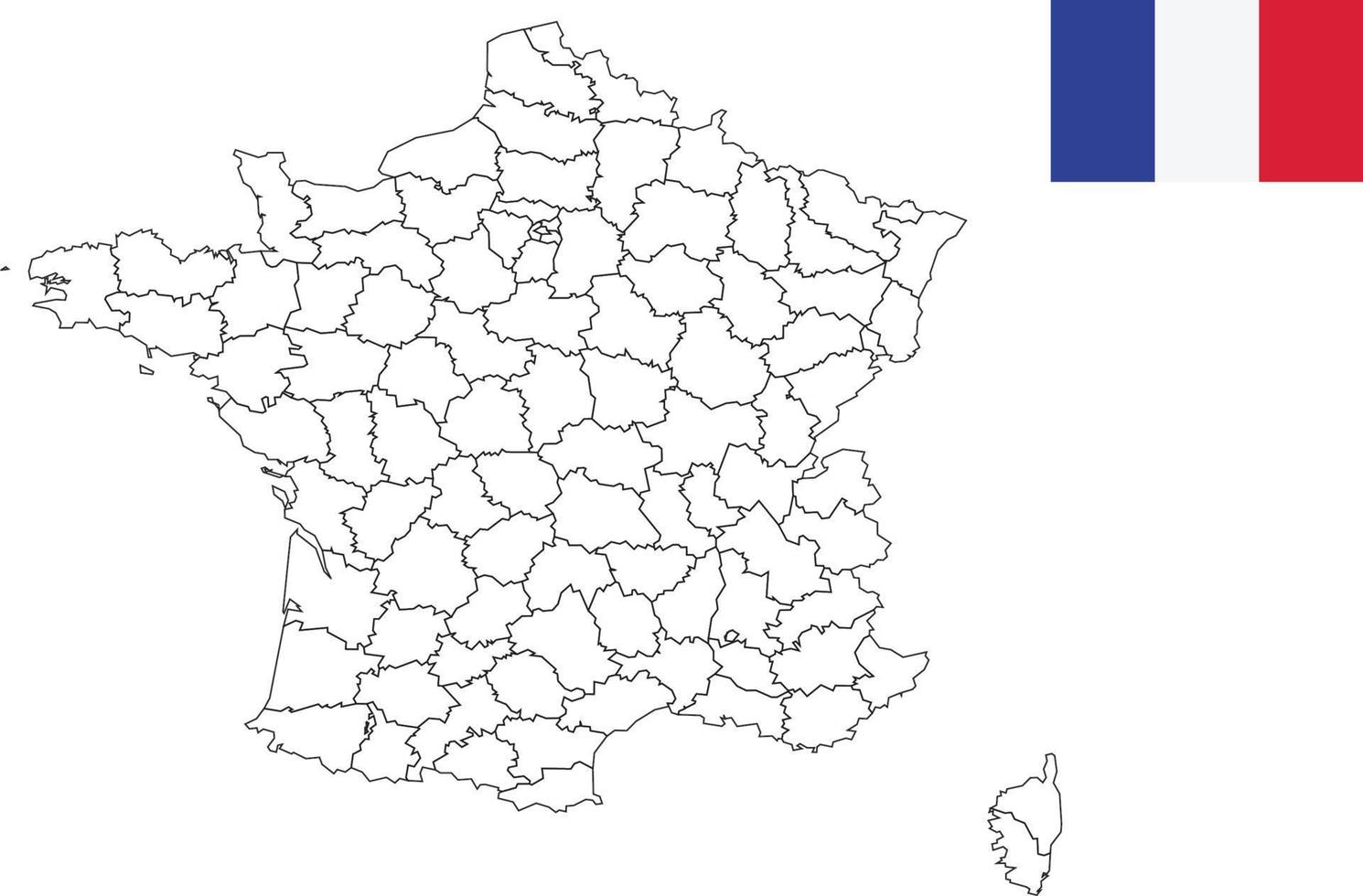 map and flag of France Departments vector