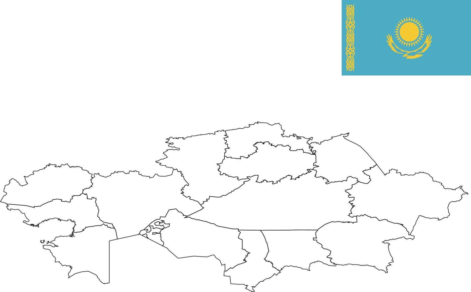 mapa y bandera de kazajstán vector