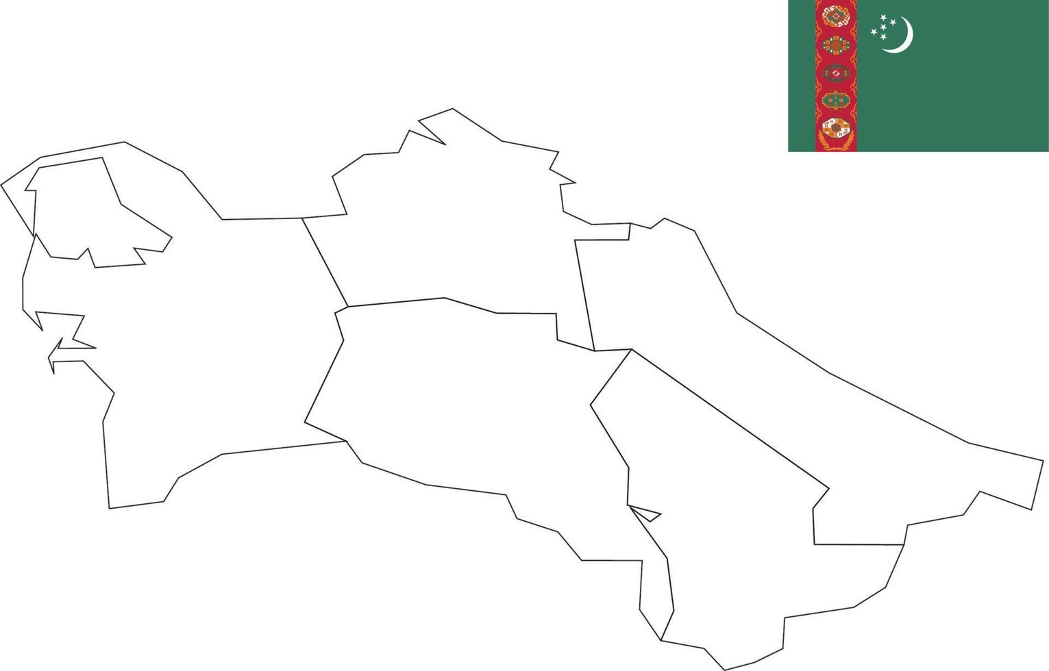 map and flag of Turkmenistan vector