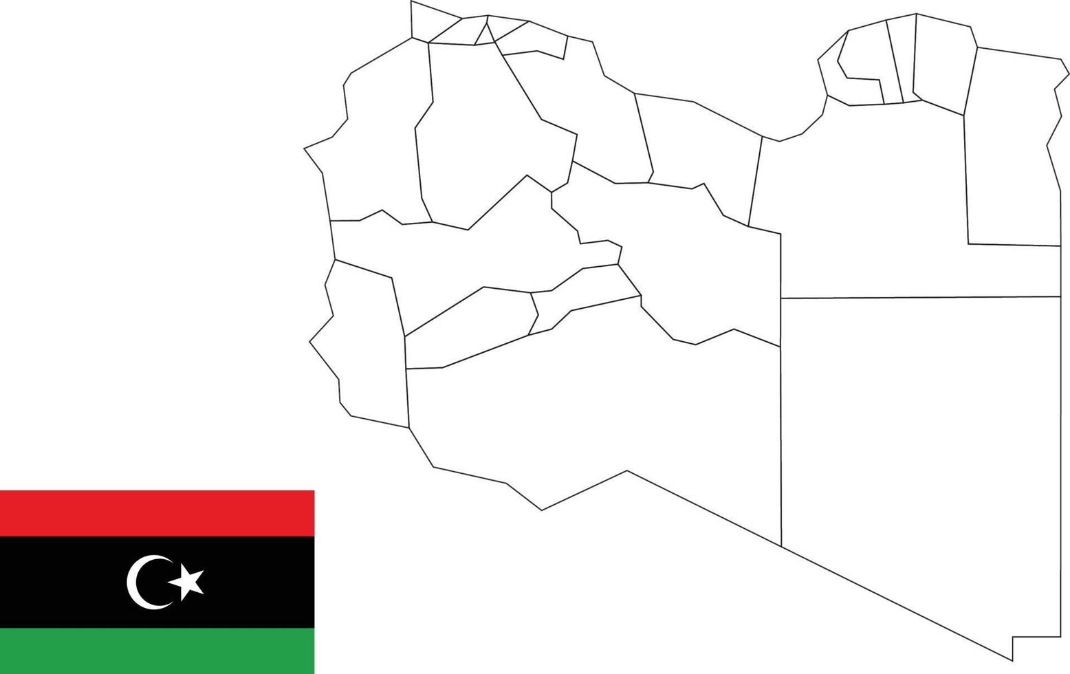 map and flag of Libya vector