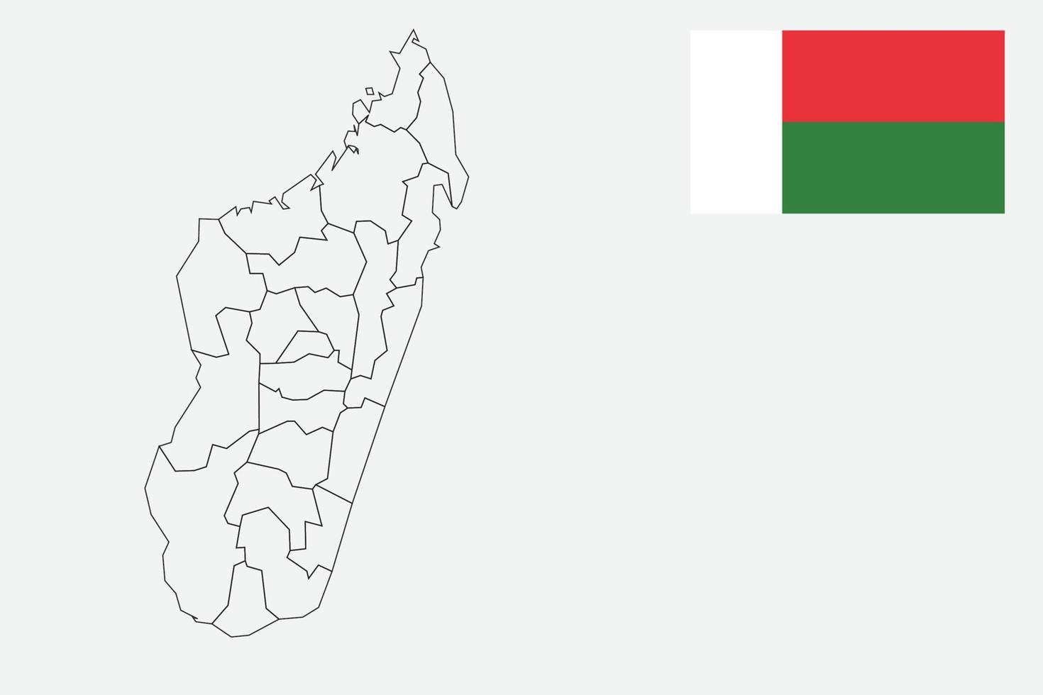 mapa y bandera de madagascar vector