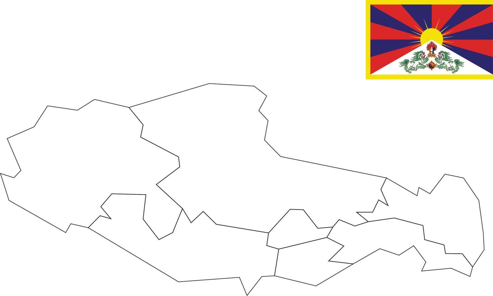 mapa y bandera del tíbet vector