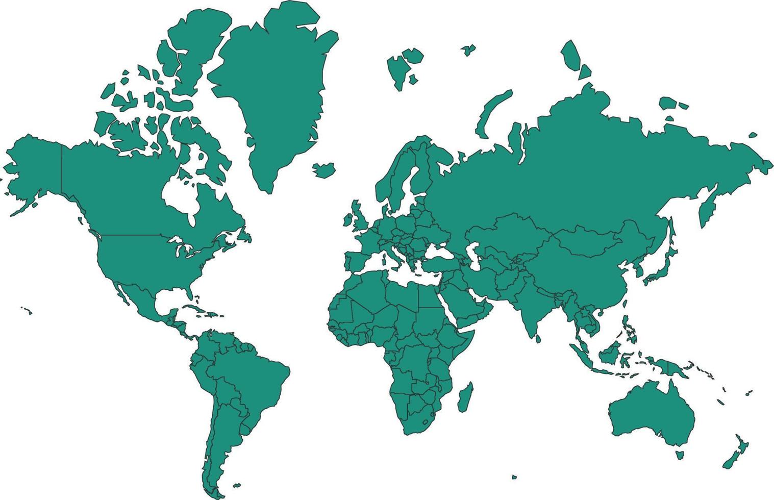 World map blue green color vector