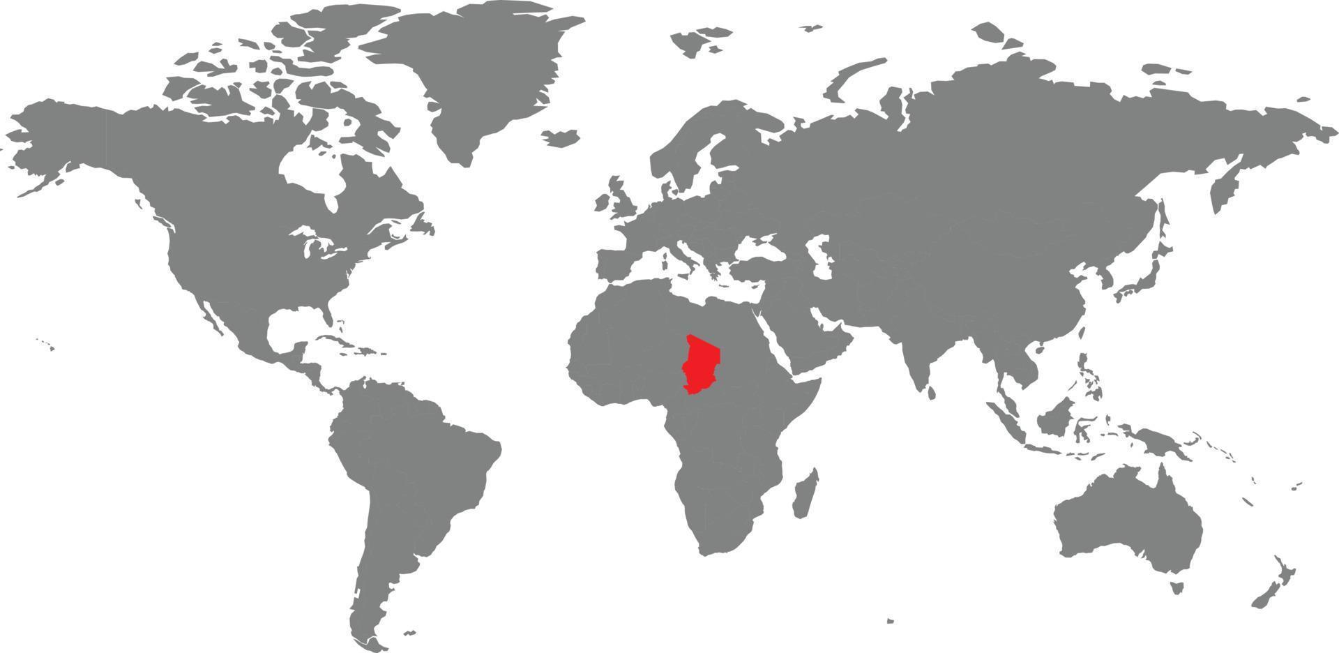 Chad map on the world map vector