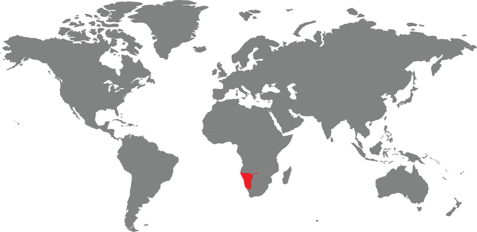 mapa de namibia en el mapa mundial vector