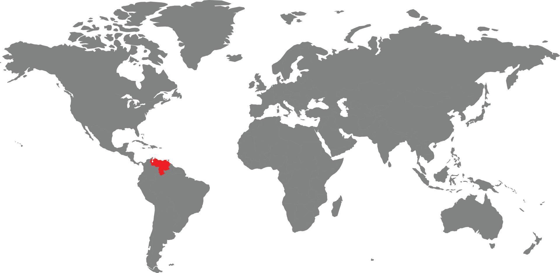 mapa de venezuela en el mapamundi vector