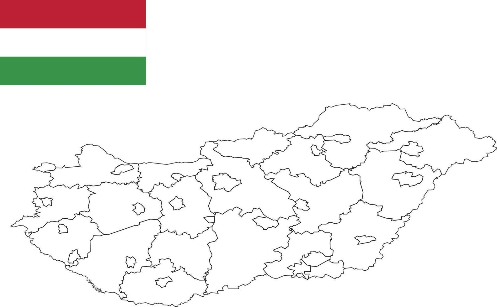 mapa y bandera de hungria vector