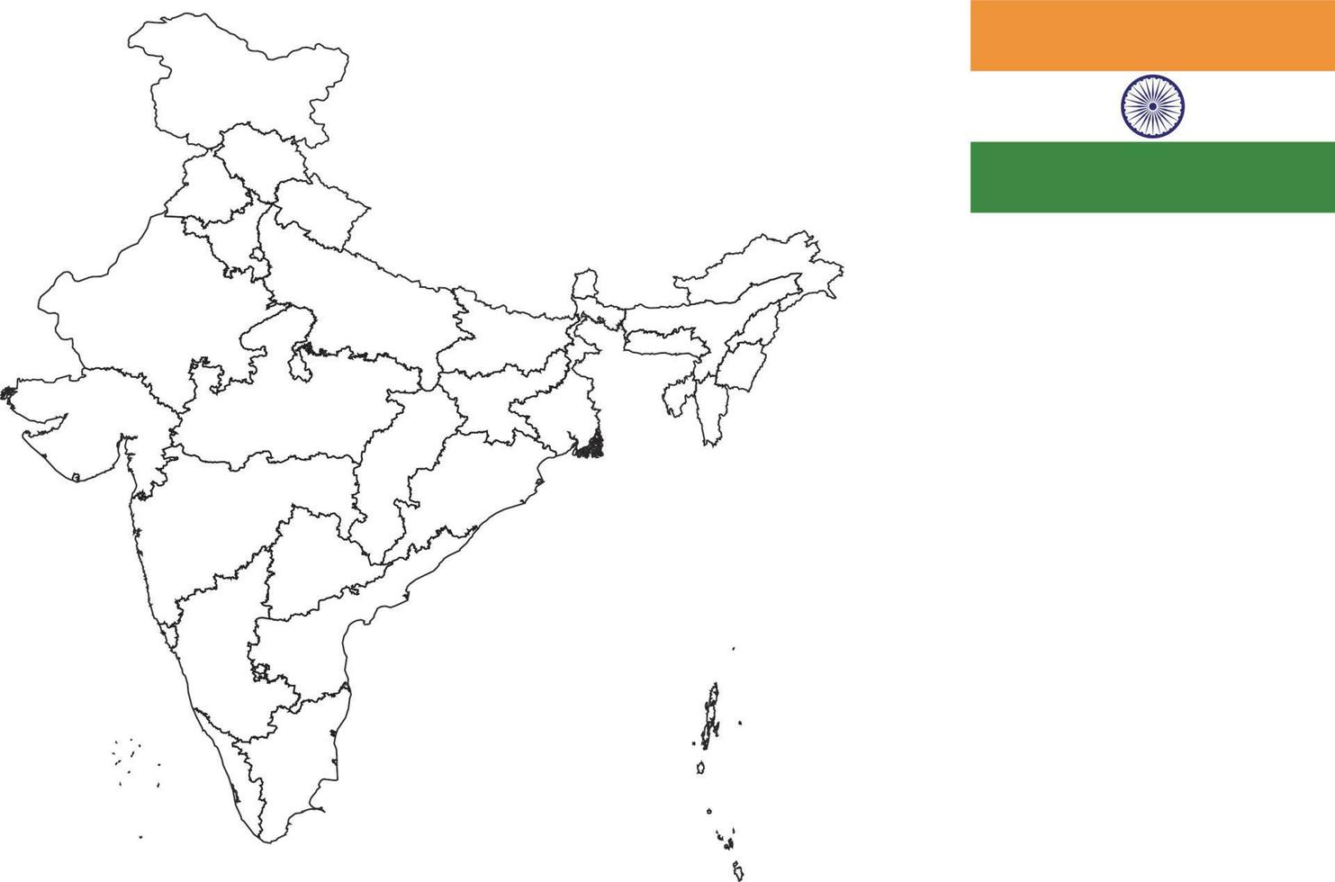 mapa y bandera de india vector