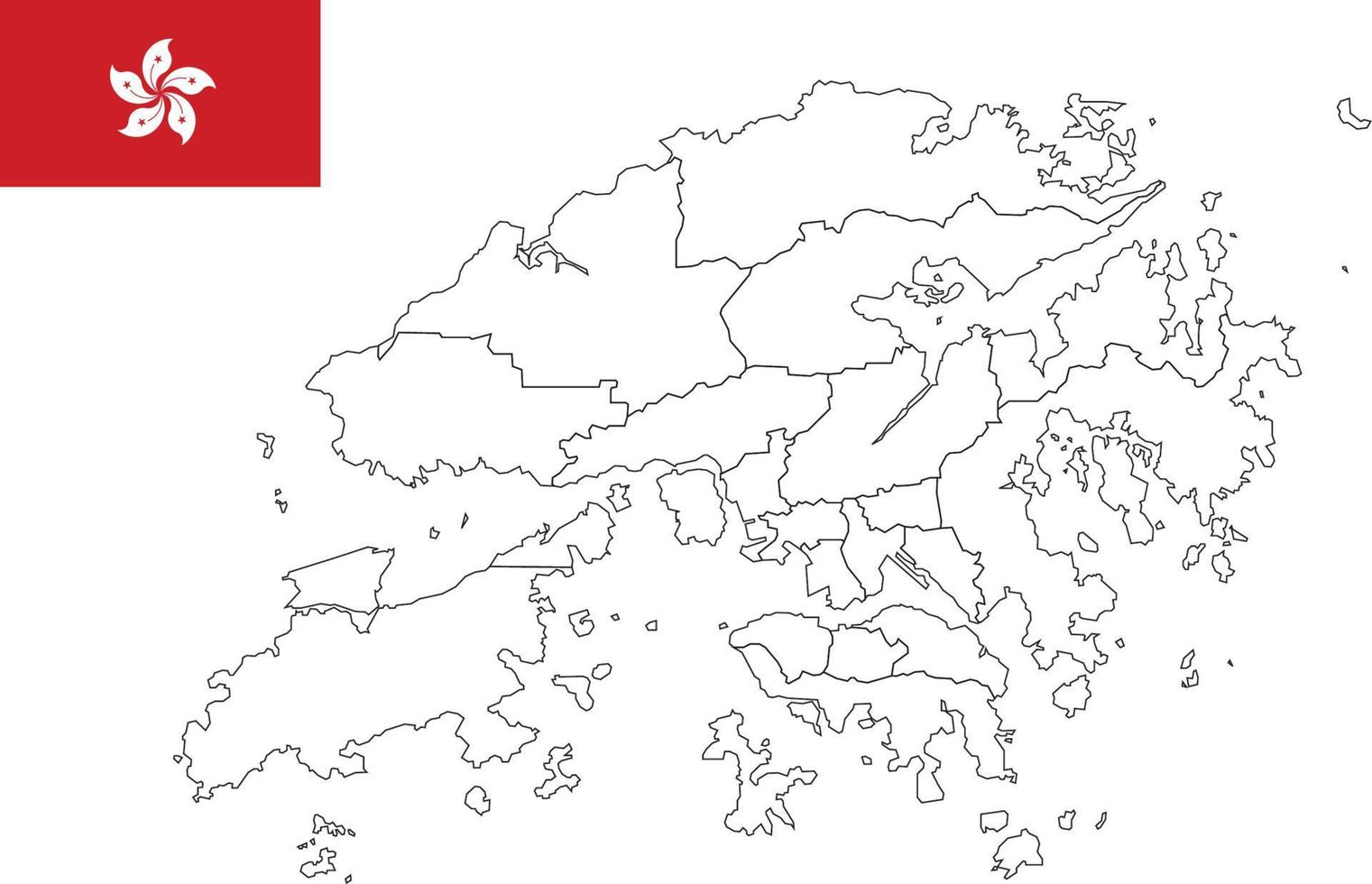 map and flag of Hong Kong vector