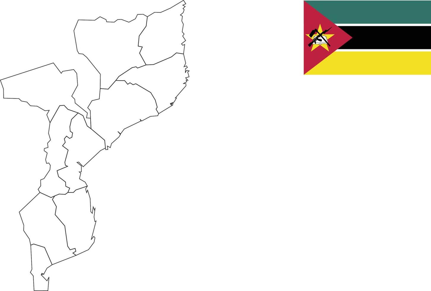 mapa y bandera de mozambique vector