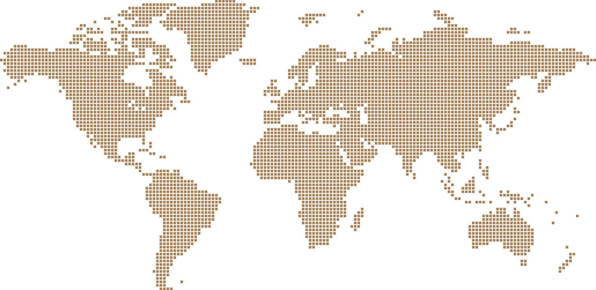 mapa del mundo de forma marrón vector