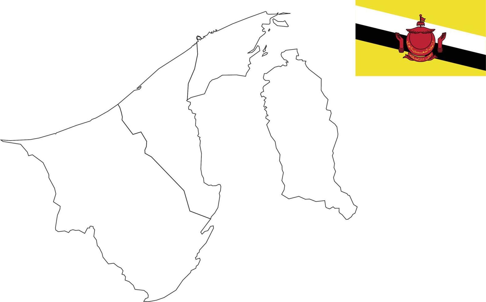 mapa y bandera de darussalam vector