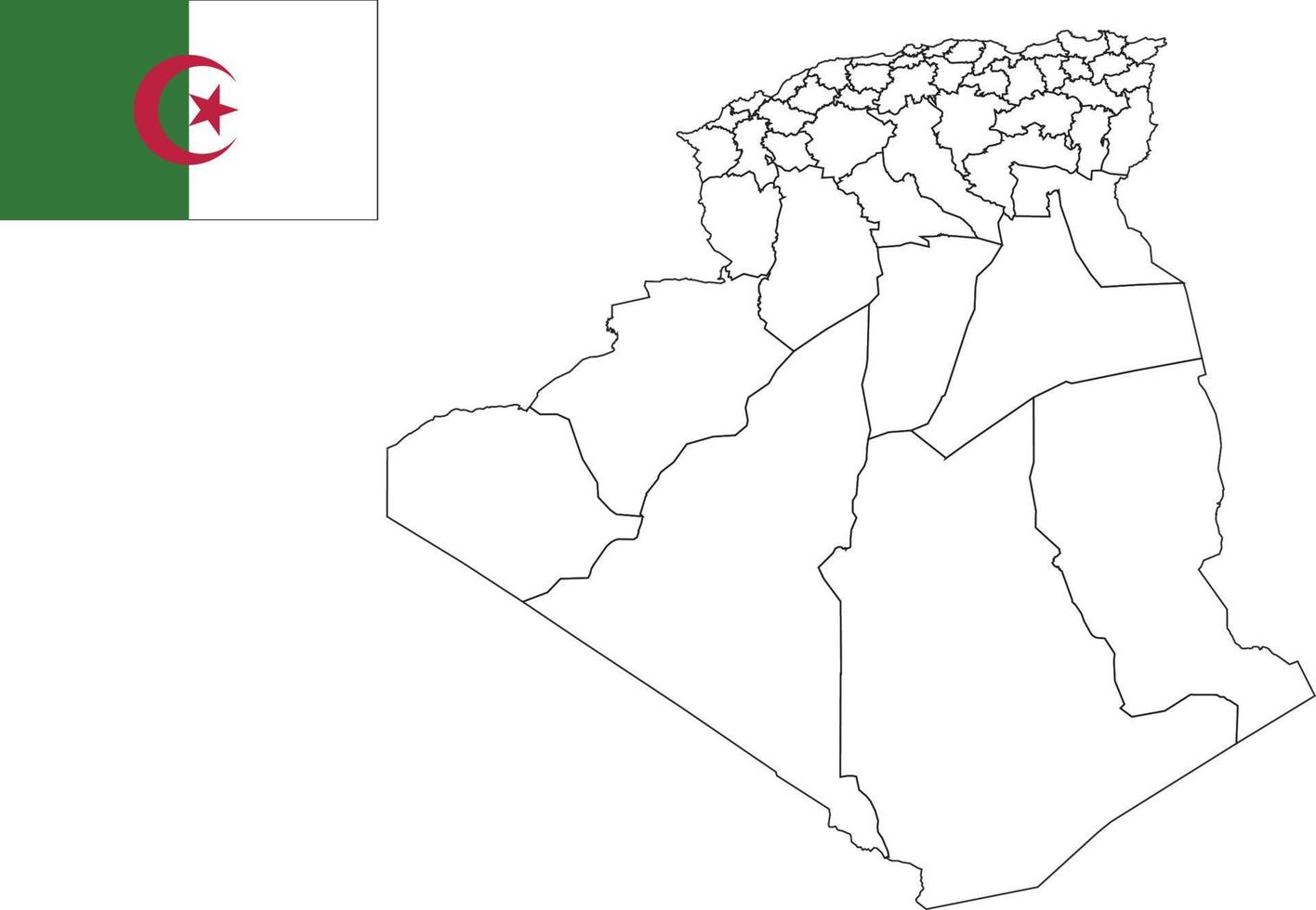 mapa y bandera de argelia vector
