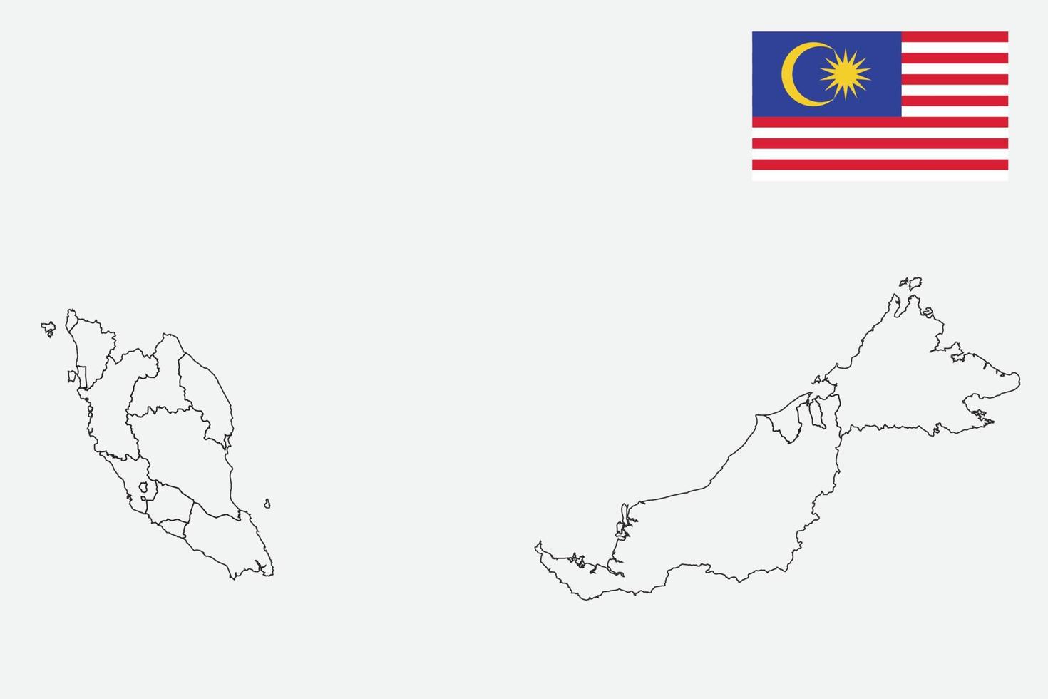 mapa y bandera de malasia vector