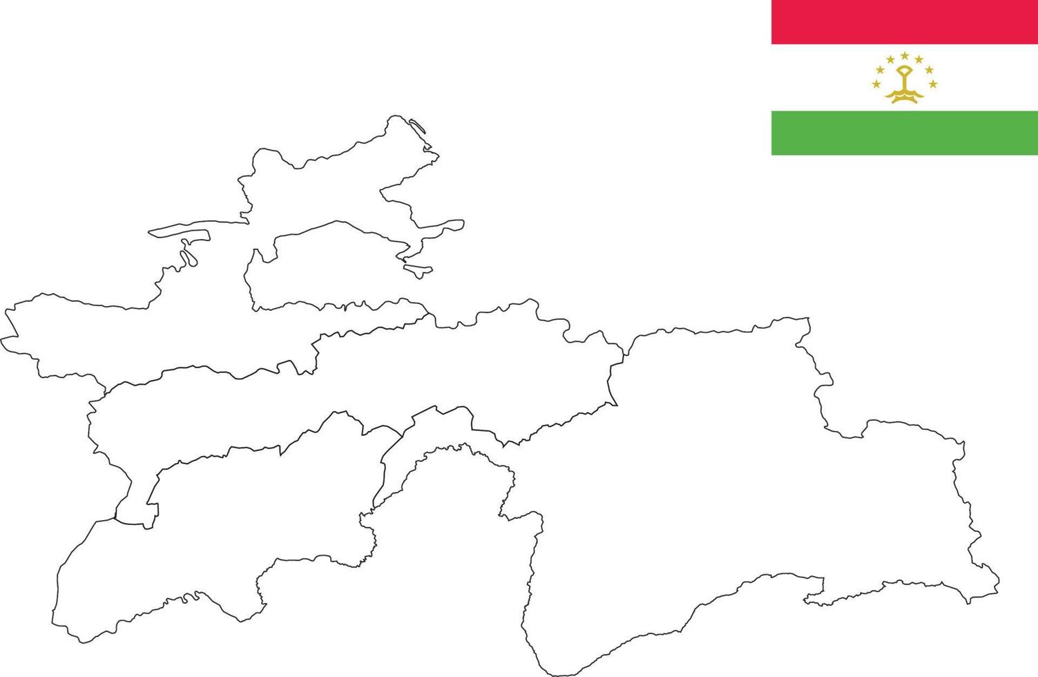 mapa y bandera de tayikistán vector