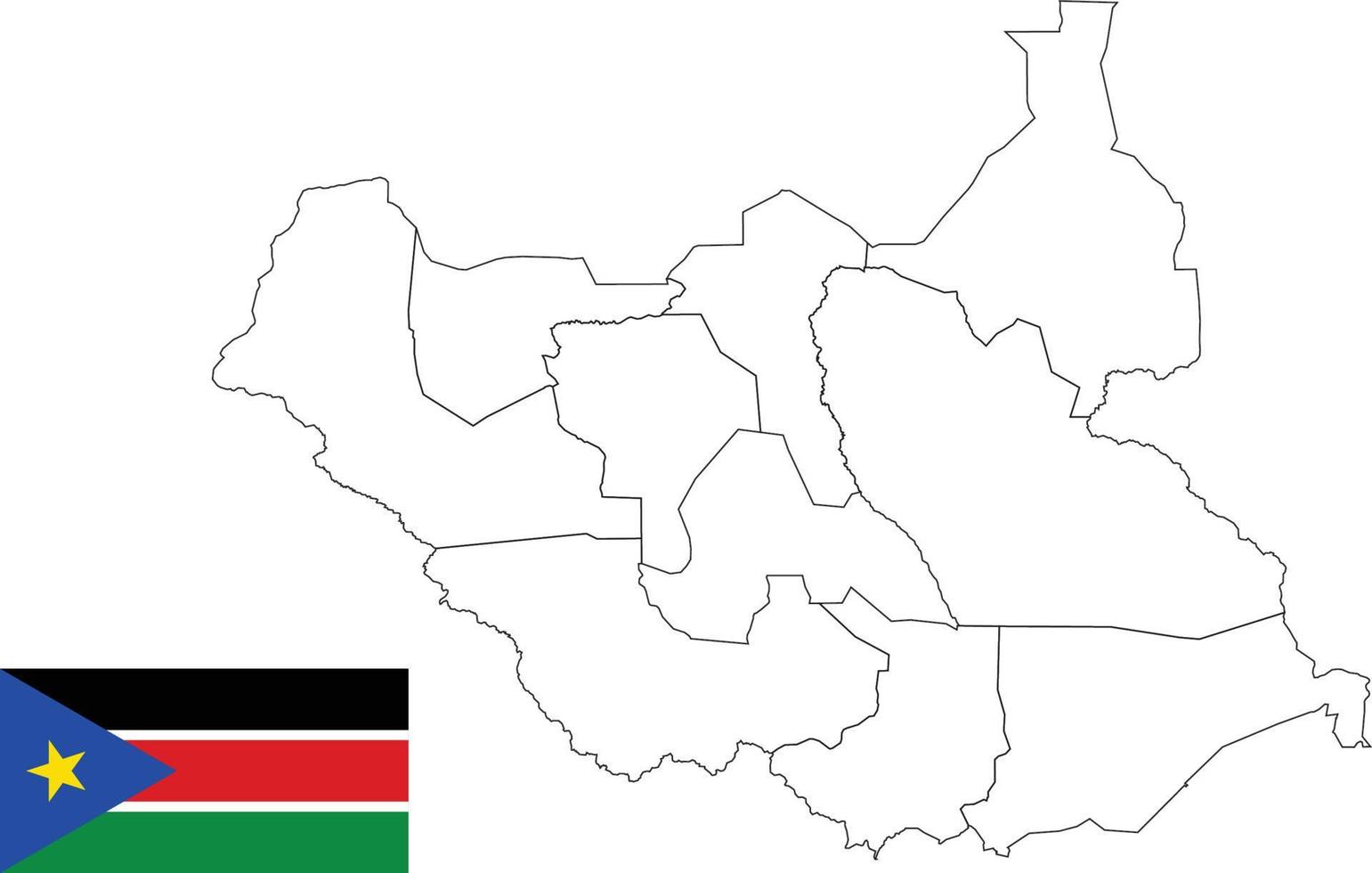 mapa y bandera de sudán del sur vector