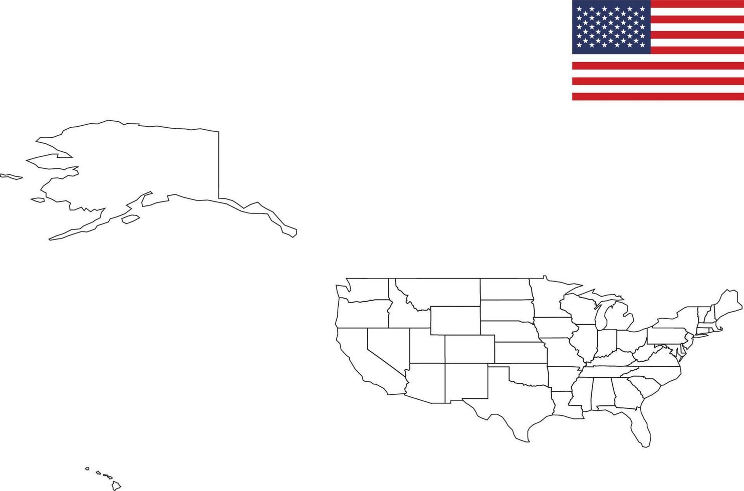 map and flag of Usa ,Mercator vector