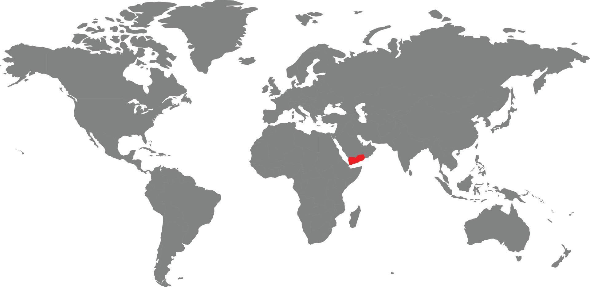 Yemen map on the world map vector