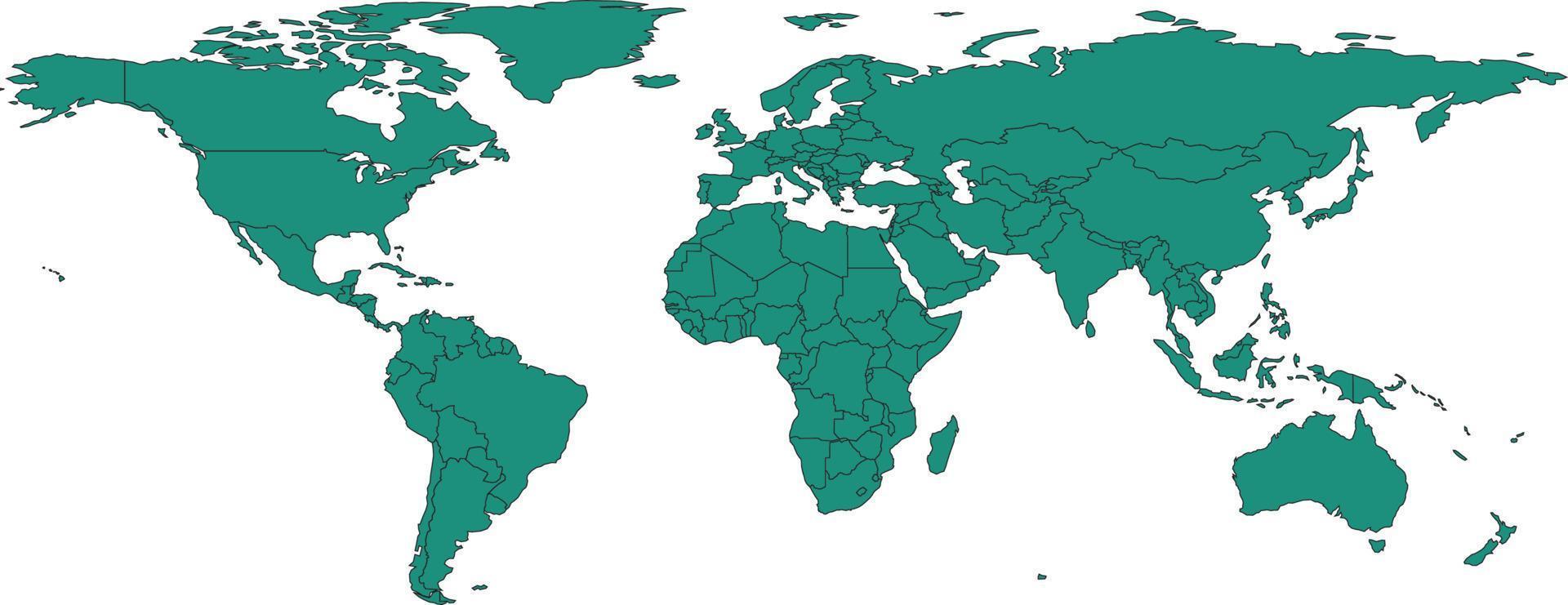 mapa del mundo color verde azul vector