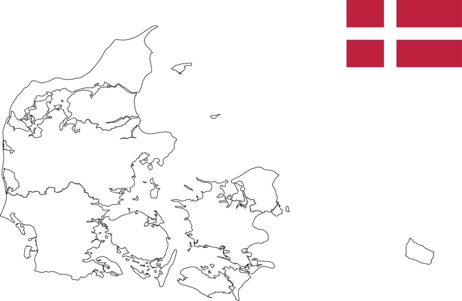 map and flag of Denmark vector