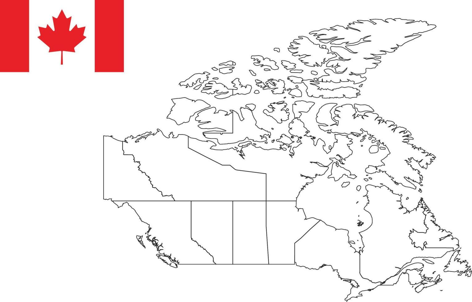 map and flag of Canada vector