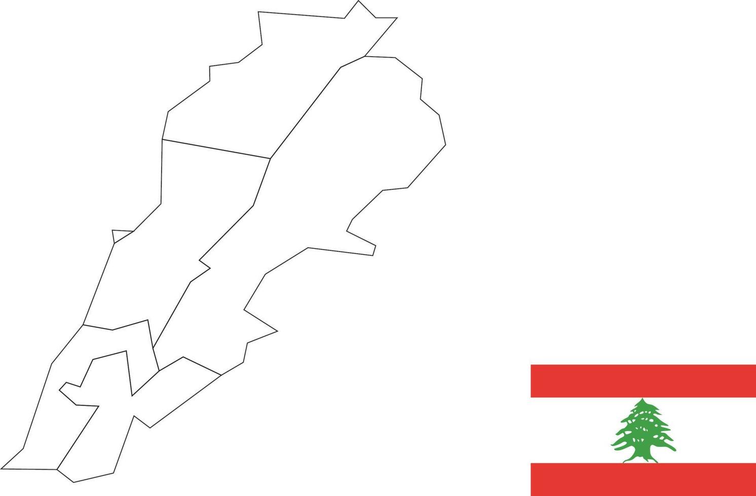 map and flag of Lebanon vector